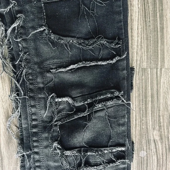 Rockstar Originals Jean Mens 34x46 Black Bootcut Flared Distressed Detailing - Picture 10 of 13